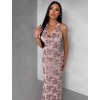 Ružové spoločenské dlhé šaty HENTARI s flitrami