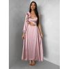 Starorůžové dlouhé plesové saténové šaty ZAYVIX (Veľkosť ONESIZE)