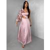 Starorůžové dlouhé plesové saténové šaty ZAYVIX (Veľkosť ONESIZE)