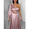 Staroružové dlhé plesové saténové šaty ZAYVIX