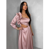 Staroružové dlhé plesové saténové šaty ZAYVIX