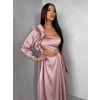 Starorůžové dlouhé plesové saténové šaty ZAYVIX (Veľkosť ONESIZE)