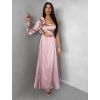 Starorůžové dlouhé plesové saténové šaty ZAYVIX (Veľkosť ONESIZE)