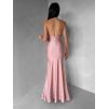Starorůžové saténové dlouhé společenské šaty CELESTIA (Veľkosť ONESIZE)