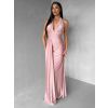 Starorůžové saténové dlouhé společenské šaty CELESTIA (Veľkosť ONESIZE)