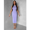 Svetlofialové úpletové šaty KALANENI so zdobením pri krku