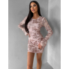 Svetloružové spoločenské trblietavé šaty OLIVEXY s flitrami