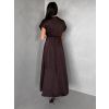 Tmavě hnědé elegantní společenské midi šaty OMNIS (Veľkosť ONESIZE)