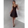 Tmavě hnědé krátké saténové šaty KALLE (Veľkosť ONESIZE)