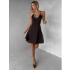 Tmavo hnedé krátke saténové šaty KALLE