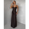 Tmavo hnedé spoločenské dlhé šaty SATIN