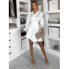 Biele saténové zavinovacie krátke šaty MOKESA