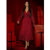 Bordó krajkové spoločenské midi šaty LIRONDE