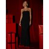 Černé společenské dlouhé třpytivé šaty KEVOLA s rozparkem (Veľkosť ONESIZE)