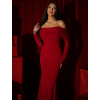 Červené dlhé spoločenské šaty SYTRENO so spadnutými ramenami