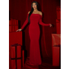 Červené dlhé spoločenské šaty SYTRENO so spadnutými ramenami