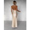 Béžové dlouhé společenské šaty CELESTIA s vlečkou (Veľkosť ONESIZE)