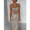 Béžové trblietavé luxusné plesové dlhé šaty JEMIQUE