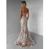 Béžové třpytivé luxusní plesové dlouhé šaty JEMIQUE (Veľkosť M)