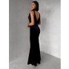 Čierne zamatové dlhé spoločenské šaty DURAYA