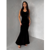 Čierne zamatové dlhé spoločenské šaty DURAYA