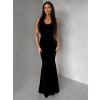 Čierne zamatové dlhé spoločenské šaty DURAYA