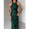 Smaragdové společenské dlouhé šaty SYVONA (Veľkosť ONESIZE)
