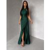 Smaragdové společenské dlouhé šaty SYVONA (Veľkosť ONESIZE)