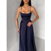 Tmavě modré dlouhé plesové šaty CELLINES se šněrováním (Veľkosť L)
