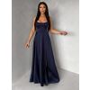 Tmavě modré dlouhé plesové šaty CELLINES se šněrováním (Veľkosť L)