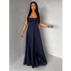 Tmavomodré dlhé plesové šaty CELLINES so šnurovaním