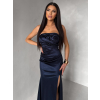 Tmavomodré spoločenské korzetové plesové šaty ZONTIRE
