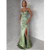 Zelenkavé plesové třpytivé luxusní šaty RAVELLE (Veľkosť L)