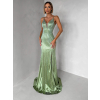 Zelenkavé plesové trblietavé luxusné šaty RAVELLE