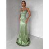 Zelenkavé plesové třpytivé luxusní šaty RAVELLE (Veľkosť L)