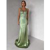 Zelenkavé plesové třpytivé luxusní šaty RAVELLE (Veľkosť L)