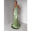Zelenkavé plesové třpytivé luxusní šaty RAVELLE (Veľkosť L)