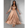 Zlaté dlhé saténové spoločenské šaty ZAYVIX