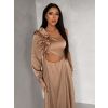 Zlaté dlouhé saténové společenské šaty ZAYVIX (Veľkosť ONESIZE)