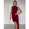 Bordó elegantné asymetrické mini šaty ELOIR