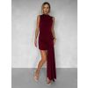 Bordó elegantní asymetrické mini šaty ELOIR (Veľkosť ONESIZE)