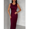 Bordó elegantné dlhé spoločenské šaty DRAVELY s riasením