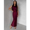 Bordó elegantní dlouhé společenské šaty DRAVELY s řasením (Veľkosť ONESIZE)