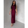 Bordó elegantní dlouhé společenské šaty DRAVELY s řasením (Veľkosť ONESIZE)