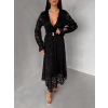 Čierne krajkové spoločenské midi šaty LIRONDE