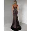 Hnědé luxusní plesové třpytivé šaty RAVELLE na ramínka (Veľkosť L)