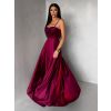 Vínové saténové dlouhé společenské šaty LUNOREX (Veľkosť ONESIZE)