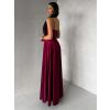 Vínové saténové dlouhé společenské šaty LUNOREX (Veľkosť ONESIZE)