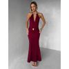 Vínové společenské dlouhé šaty ARKENY s ozdobou (Veľkosť M/L)