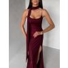 Vínové společenské dlouhé šaty BELUNA se šálem (Veľkosť ONESIZE)